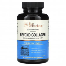 Live Conscious, Beyond Collagen с биотином и витамином C, 1300 мг, 90 капсул