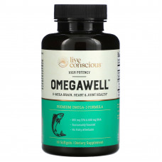 Live Conscious, OmegaWell, высокая эффективность, 60 мягких таблеток
