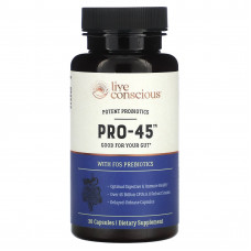 Live Conscious, PRO-45, мощные пробиотики, 30 капсул
