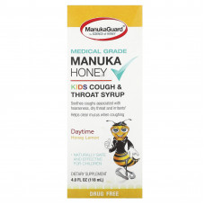 ManukaGuard, Manuka Honey, детский сироп от кашля и горла, дневной, с медом и лимоном, 118 мл (4 жидк. Унции)