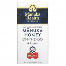 Manuka Health, Manuka Honey On-The-Go, MGO 100+, 12 пакетиков по 5 г (0,176 унции)