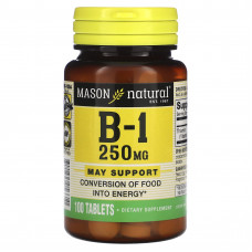 Mason Natural, витамин В1, 250 мг, 100 таблеток