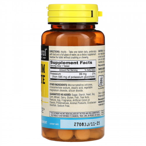 Mason Natural, глюконат калия, 595 мг, 100 таблеток