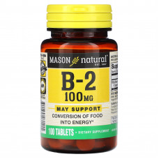 Mason Natural, Витамин B2, 100 мг, 100 таблеток
