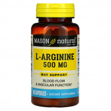 Mason Natural, L-аргинин, 500 мг, 60 капсул