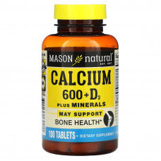 Mason Natural, Кальций 600 + витамин D3`` 100 таблеток