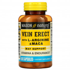Mason Natural, Vein Erect, с L-аргинином и мака, 80 капсул