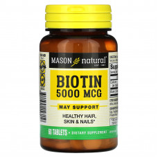 Mason Natural, Биотин, 5000 мкг, 60 таблеток