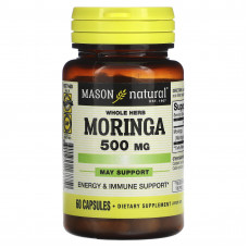 Mason Natural, Цельная трава моринга, 500 мг, 60 капсул