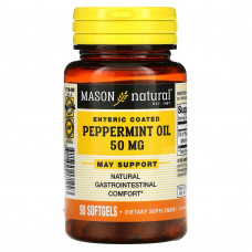 Mason Natural, Масло мяты перечной, 50 мг, 90 капсул