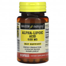 Mason Natural, Альфа-липоевая кислота, 600 мг, 30 капсул