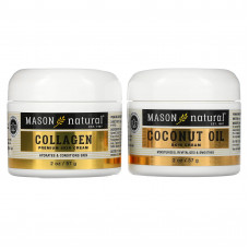 Mason Natural, Крем для кожи с кокосовым маслом + крем для кожи премиального качества с коллагеном, 2 шт. В упаковке, 57 г (2 унции)