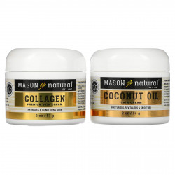 Mason Natural, Крем для кожи с кокосовым маслом + крем для кожи премиального качества с коллагеном, 2 шт. В упаковке, 57 г (2 унции)