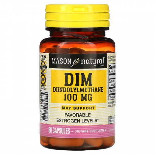 Mason Natural, DIM, дииндолилметан, 100 мг, 60 капсул