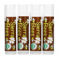 Sierra Bees, Органические бальзамы для губ, кокос, 4 шт. в упаковке, 4,25 г (0,15 унции) каждый