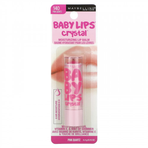 Maybelline, Baby Lips Crystal, увлажняющий бальзам для губ, розовый кварц 140, 4,4 г