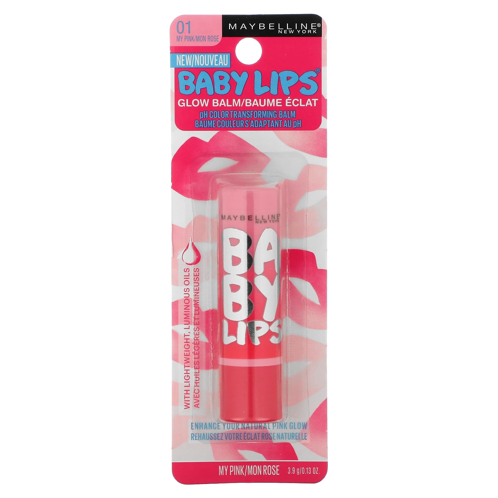 Maybelline, Baby Lips, бальзам-блеск для губ, оттенок «розовый» 01, 3,9 г