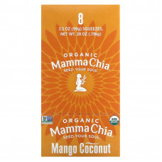 Mamma Chia, Organic Chia Squeeze, Vitality Snack, манго и кокос, 8 порций по 99 г (3,5 унции)