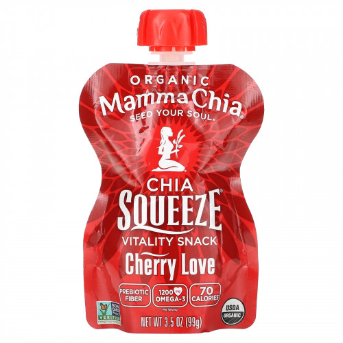 Mamma Chia, Organic Chia Squeeze, Vitality Snack, Cherry Love, 8 порций, 99 г (3,5 унции)
