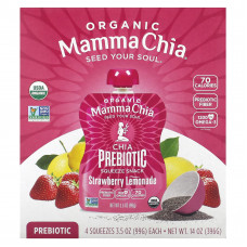 Mamma Chia, Organic Chia Prebiotic Squeeze Snack, клубничный лимонад, 4 пакетика, 99 г (3,5 унции)