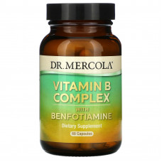 Dr. Mercola, комплекс витаминов группы B с бенфотиамином, 60 капсул