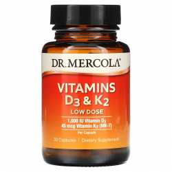 Dr. Mercola, Витамины D3 и K2 в низкой дозе, 30 капсул
