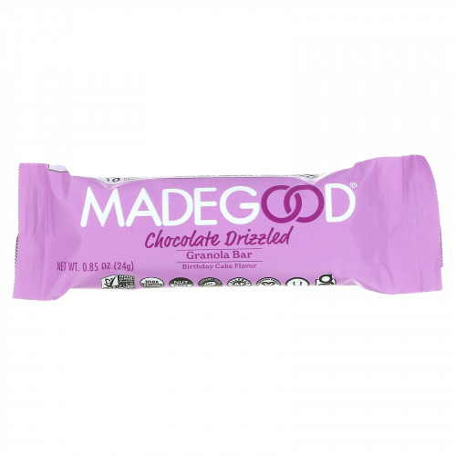 MadeGood, Батончики мюсли, с шоколадом, праздничный торт, 5 батончиков по 24 г (0,85 унции)
