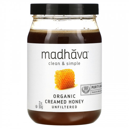 Madhava Natural Sweeteners, Clean & Simple, Органический крем-мед, нефильтрованный, 22 унции (624 г)