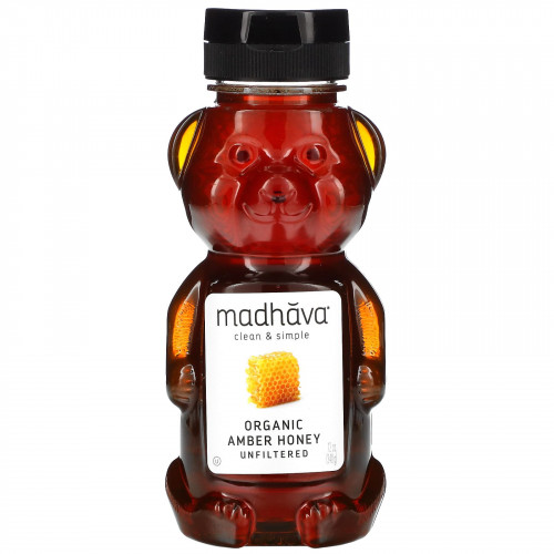 Madhava Natural Sweeteners, Органический янтарный мед, нефильтрованный, 340 г (12 унций)