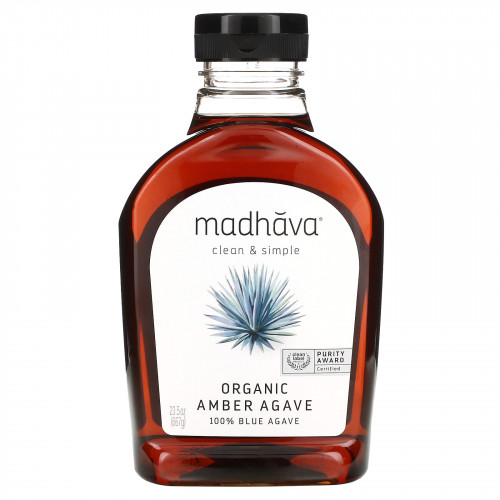 Madhava Natural Sweeteners, органическая янтарная необработанная голубая агава, 667 г (23,5 унции)