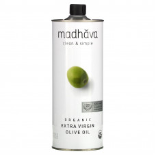 Madhava Natural Sweeteners, органическое нерафинированное оливковое масло высшего качества, 1 л (33,8 жидк. унции)