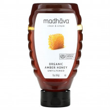 Madhava Natural Sweeteners, Органический янтарный мед, нефильтрованный, 454 г (16 унций)