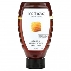 Madhava Natural Sweeteners, Органический янтарный мед, нефильтрованный, 454 г (16 унций)