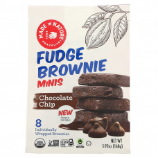 Made in Nature, Fudge Brownie Minis, шоколадная крошка, 8 пирожных, 168 г (5,92 унции)