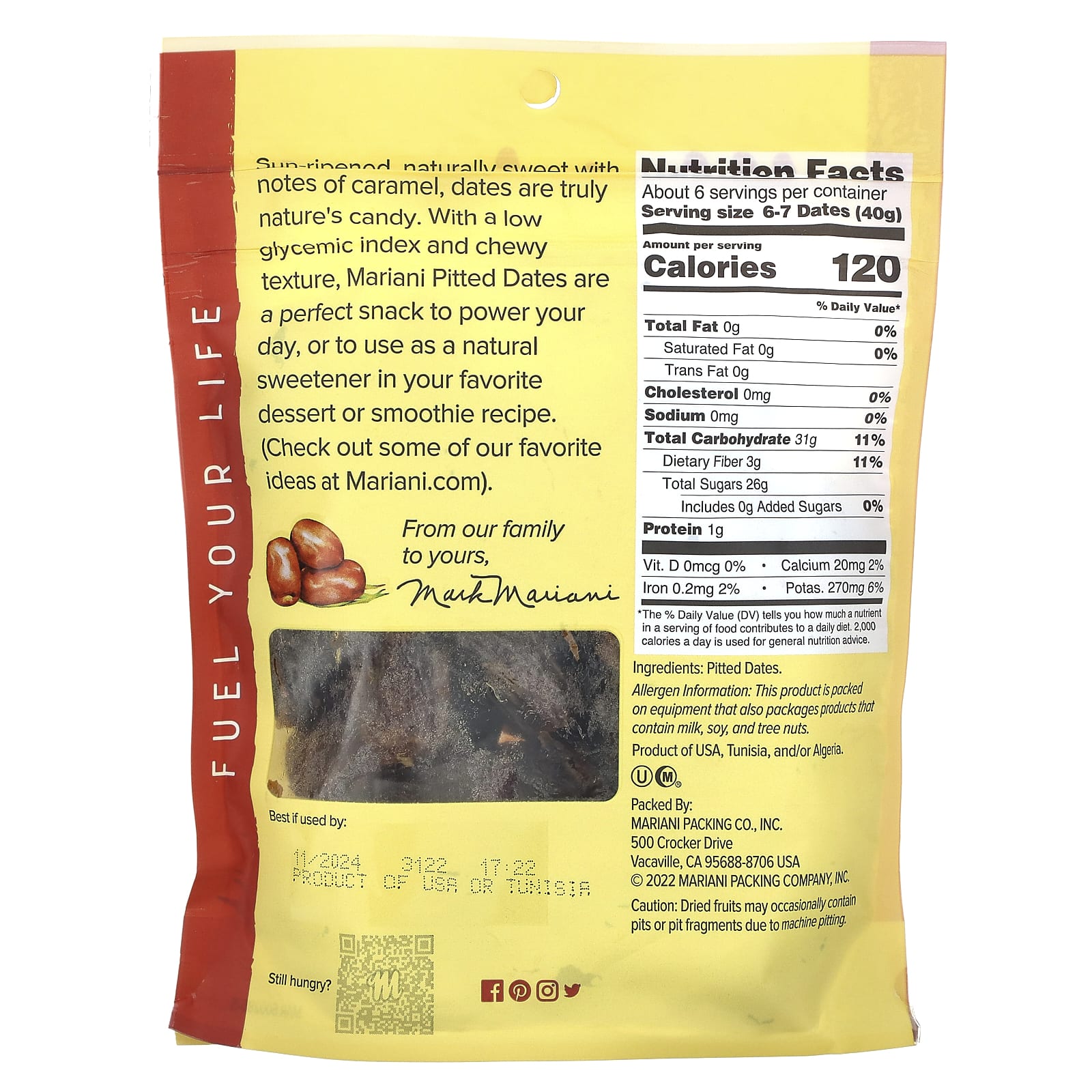 Mariani Dried Fruit, Финики без косточек, 227 г (8 унций)