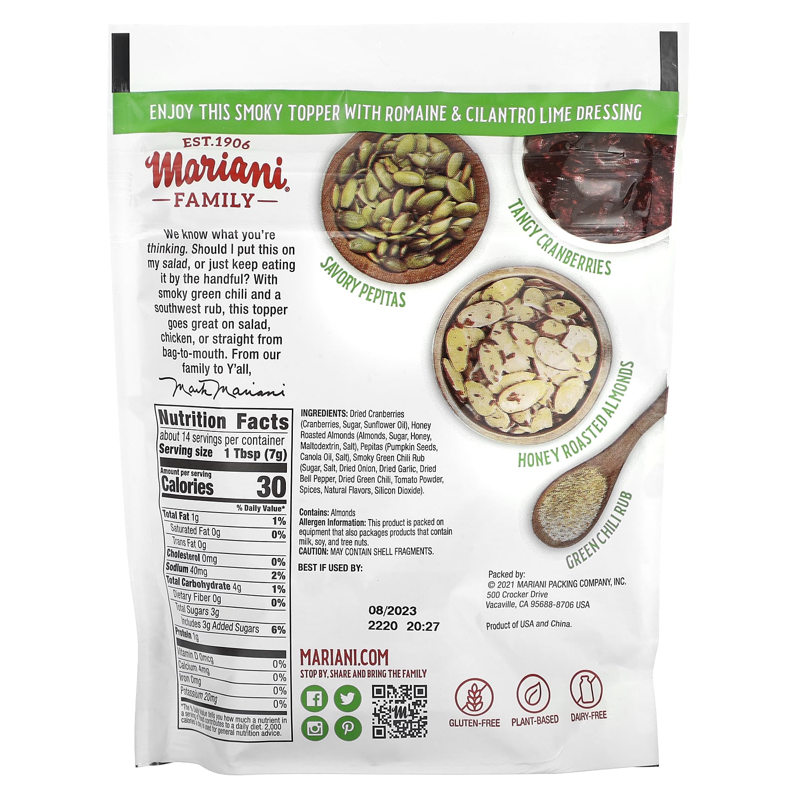 Mariani Dried Fruit, посыпка, со вкусом «Юго-западный с дымком», 99 г (3,5 унции)