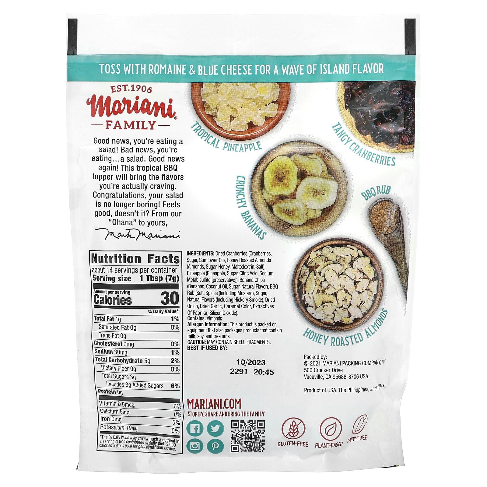 Mariani Dried Fruit, посыпка, со вкусом «Гавайское барбекю», 99 г (3,5 унции)