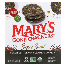 Mary's Gone Crackers, Super Seed, зерновые крекеры, водоросли и черный кунжут, 155 г (5,5 унции)