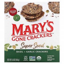 Mary's Gone Crackers, Super Seed, зерновые крекеры, базилик и чеснок, 156 г (5,5 унции)