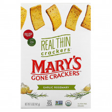 Mary's Gone Crackers, Real Thin Crackers, крекеры, чеснок и розмарин, 142 г (5 унций)