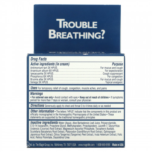 MagniLife, Breathe Easy, крем для груди, без запаха, 113 г (4 унции)