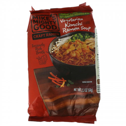 Mike's Mighty Good, Craft Ramen, Вегетарианский суп с кимчи рамэн, 2,3 унции (64 г)