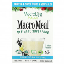 Macrolife Naturals, MacroMeal, суперфуд, ваниль, 10 пакетиков по 40 г (1,4 унции)