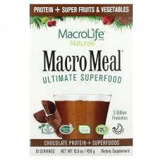 Macrolife Naturals, MacroMeal, суперфуд, шоколад, 10 пакетиков по 45 г (1,6 унции)
