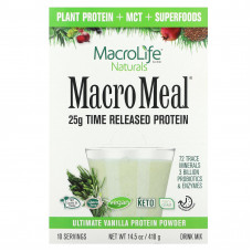 Macrolife Naturals, MacroMeal, протеиновый порошок высшего качества, с ванилью, 10 пакетиков по 41 г (1,4 унции)