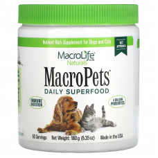 Macrolife Naturals, MacroPets, ежедневный суперфуд, для собак и кошек, 180 г (6,35 унции)