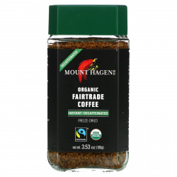 Mount Hagen, органический растворимый кофе, приобретенный с соблюдением принципов справедливой торговли, сублимированный, без кофеина, 100 г (3,53 унции)
