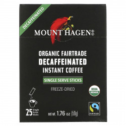 Mount Hagen, Органический растворимый кофе, без кофеина, 25 порций, 50 г (1,76 унции)