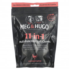 Meg & Hugo, Многофункциональные жевательные таблетки 11 в 1, для собак, для всех возрастов, с курицей, 120 жевательных таблеток, 390 г (13,76 унции)