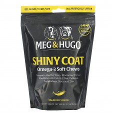 Meg & Hugo, Shiny Coat, жевательные таблетки с омега-3, для собак, для всех возрастов, лосось, 120 жевательных таблеток, 360 г (12,7 унции)